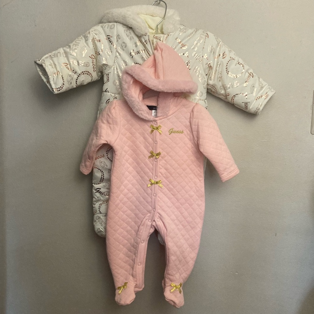 9-28 Baby girls guess snowsuit outfit pink 3-6 months